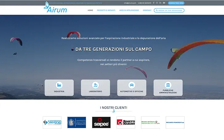 Sito web per catalogo aspiratori industriali