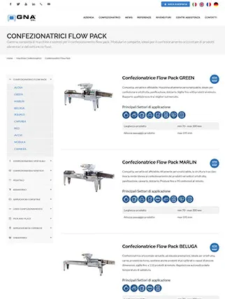 Sito web per azienda di packaging