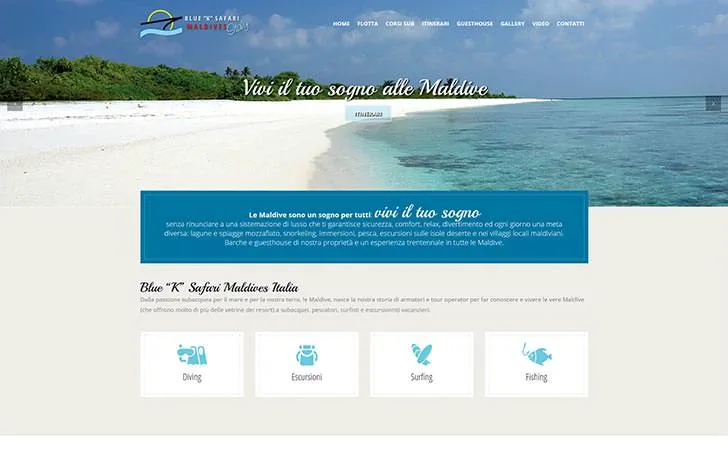 Sito internet per azienda che organizza crociere alle Maldive